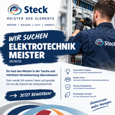 Elektrotechnik-Meister (m/w/d) gesucht – Firma Steck in Elchingen